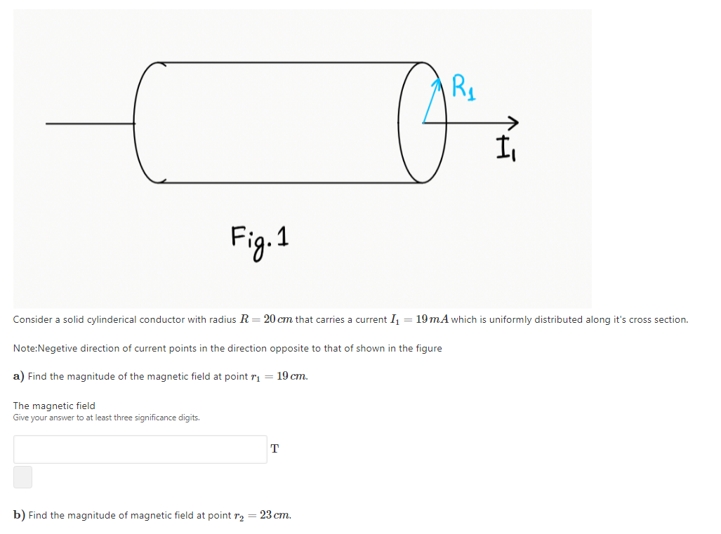 Solved Ri 今 I Fig. 1 Consider a solid cylinderical conductor | Chegg.com