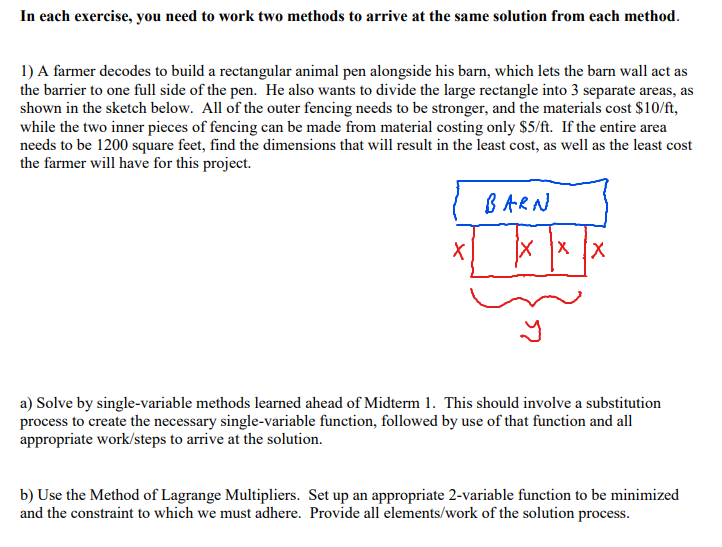 Solved In Each Exercise, You Need To Work Two Methods To | Chegg.com