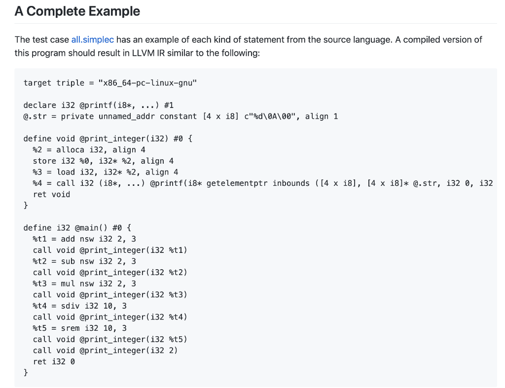Basic Simple Arithmetic code for LLVM IR I've been | Chegg.com