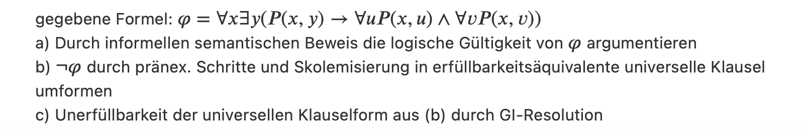 Solved gegebene Formel: | Chegg.com