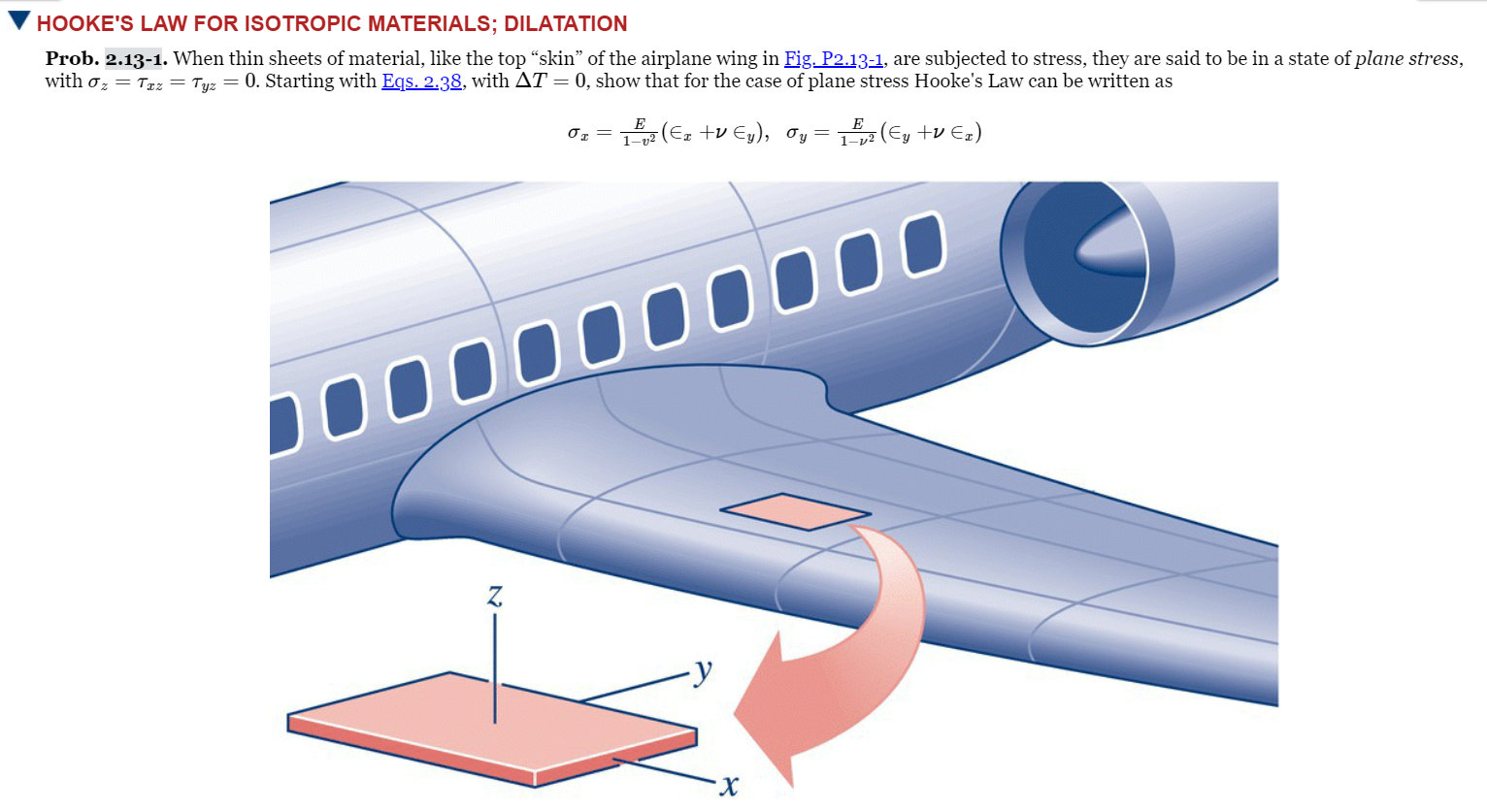 Solved HOOKE'S LAW FOR ISOTROPIC MATERIALS; DILATATION Prob.