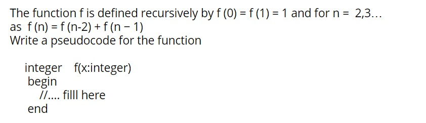 Solved The function f is defined recursively by f(0) = f(1) | Chegg.com