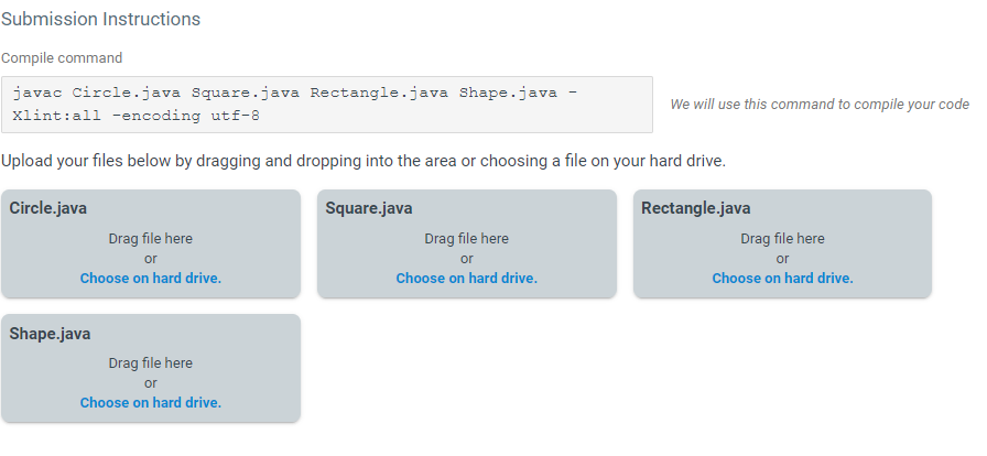 Solved Submission Instructions Compile command javac | Chegg.com