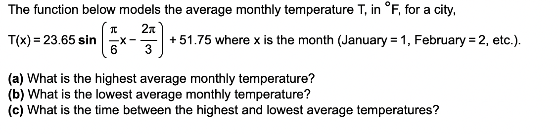 Solved The Function Below Models The Average Monthly | Chegg.com