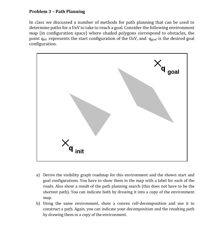 Problem 3 - Path Planning In class we discussed a | Chegg.com