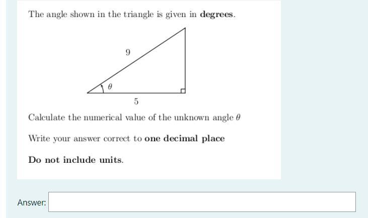 Solved The angle shown in the triangle is given in degrees. | Chegg.com