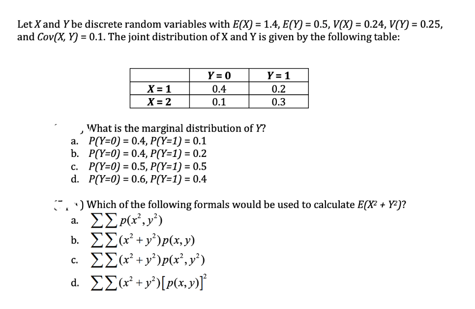 Solved Let X And Y Be Discrete Random Variables With E X Chegg Com