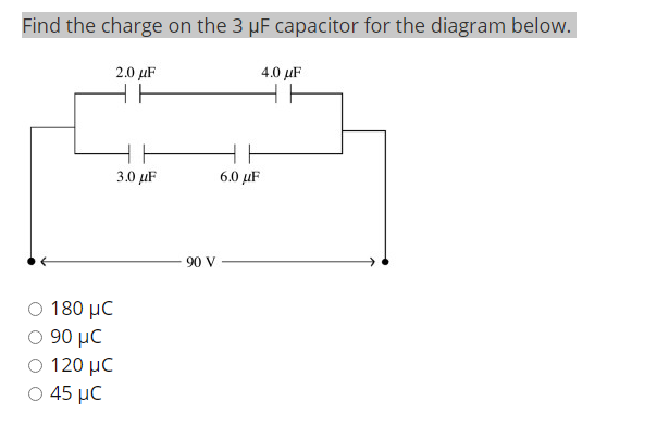 Solved Find the charge on the 3 uF capacitor for the diagram | Chegg.com