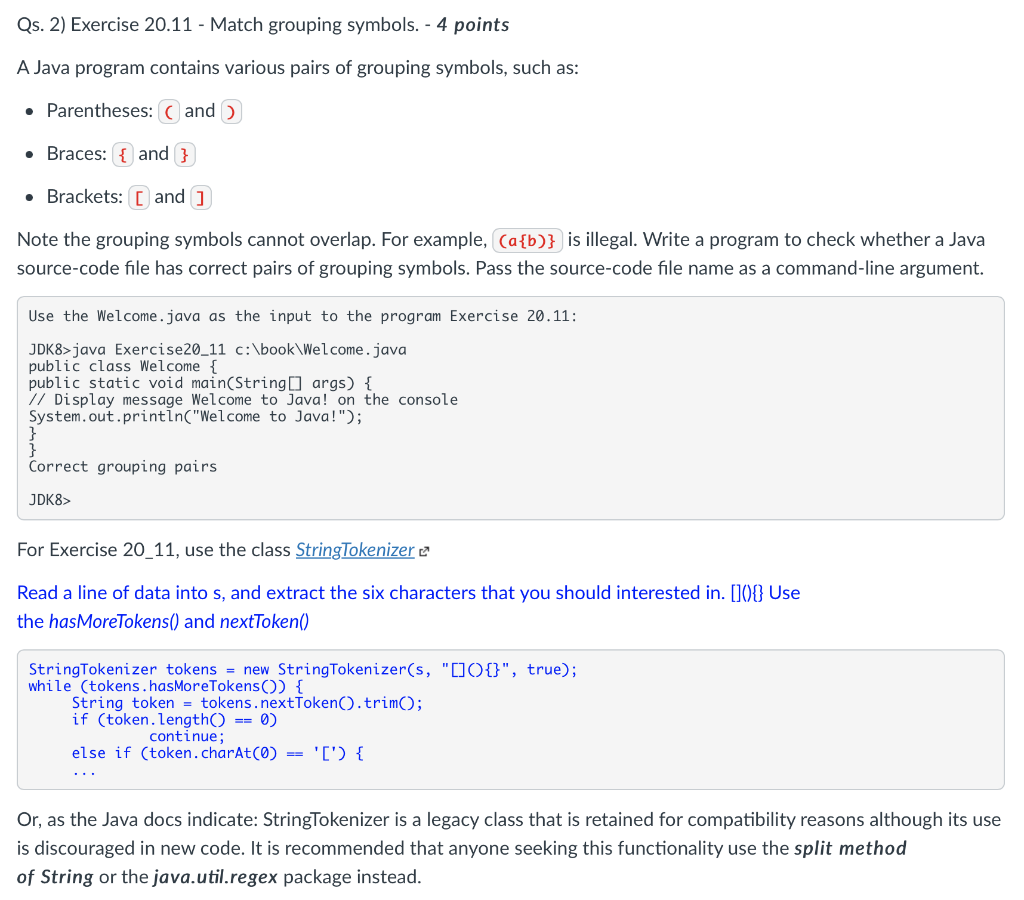 Solved Qs. 2) Exercise 20.11 - Match grouping symbols. - 4 | Chegg.com