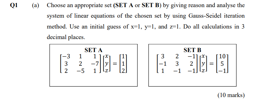 Solved Choose An Appropriate Set (SET A Or SET B) By Giving | Chegg.com