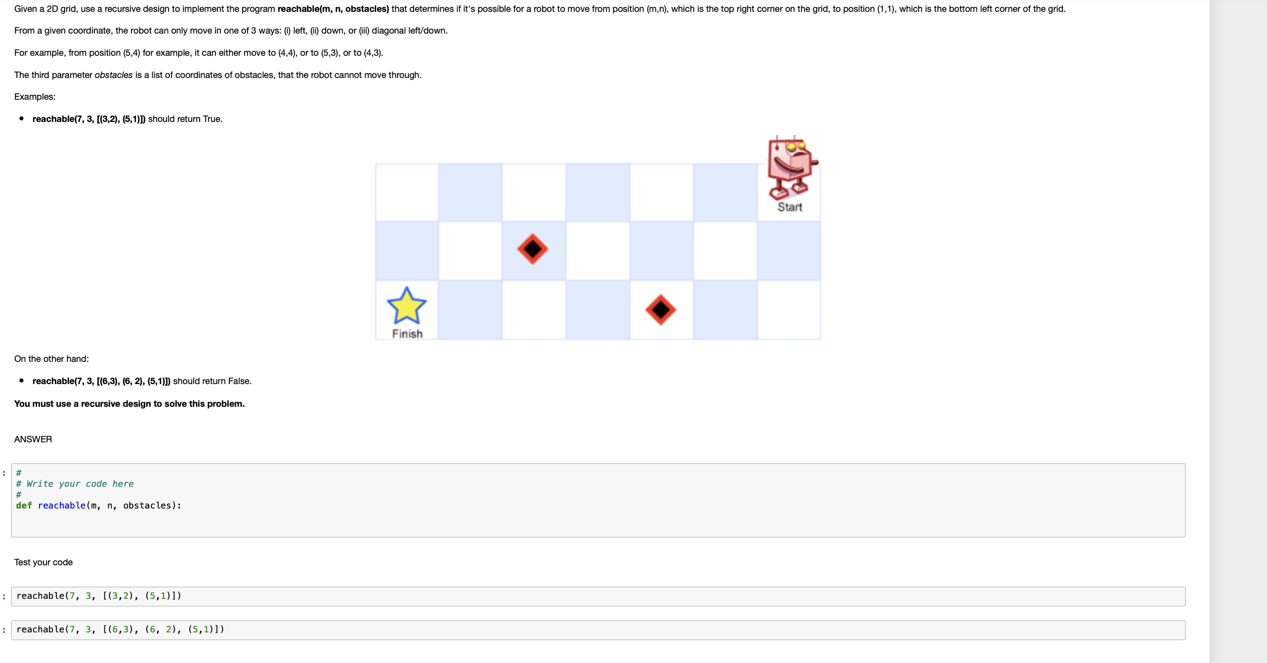 Solved From a given coordinate, the robot can only move in | Chegg.com