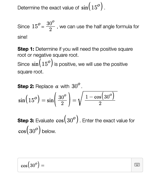 Solved Determine The Exact Value Of Sin(15∘) Since 15∘=230∘, 