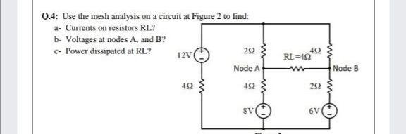 Solved Q.4: Use the mesh analysis on a circuit at Figure 2 | Chegg.com