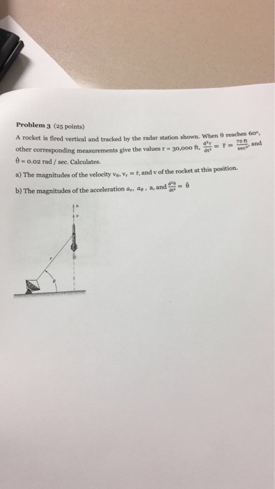 Solved A rocket is fired vertical and tracked by the radar | Chegg.com