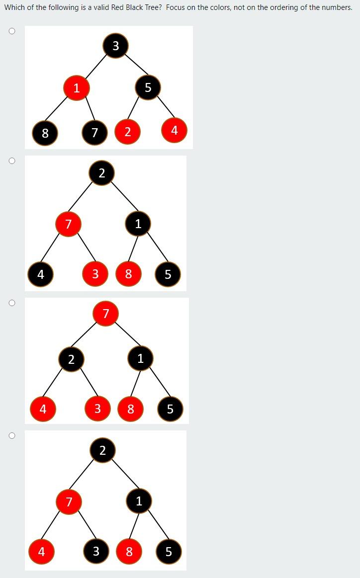 Solved Which Of The Following Is A Valid Red Black Tree Chegg Com   Phps3IIU8