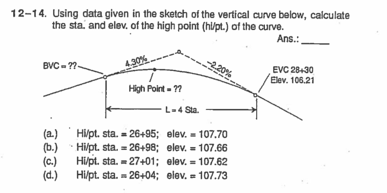 Solved 12-14. Using data given in the sketch of the vertical | Chegg.com
