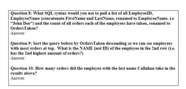 Solved Part 2 (3 PTS EACH): Answer the following questions. | Chegg.com