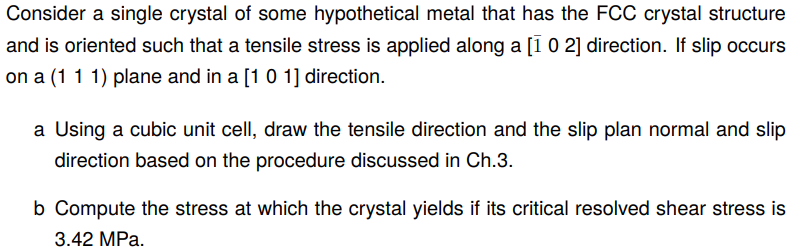 Solved Consider a single crystal of some hypothetical metal | Chegg.com