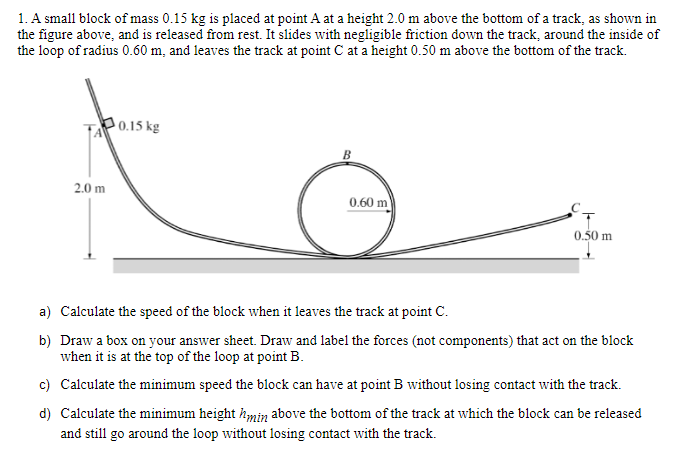 Solved A Small Block Of Mass Kg Is Placed At Point A Chegg Com