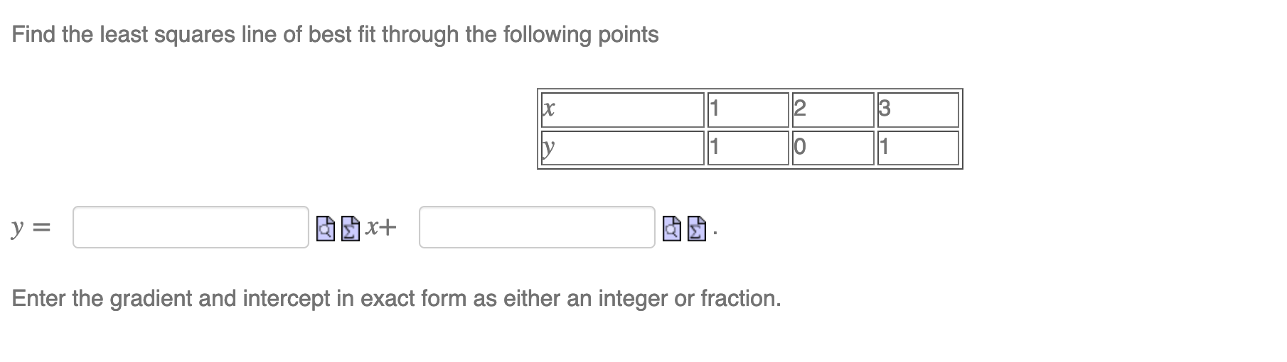 Solved Find the least squares line of best fit through the | Chegg.com
