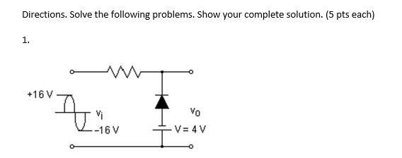 Solved Directions. Solve the following problems. Show your | Chegg.com