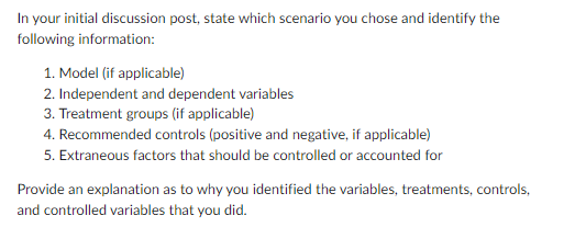 Solved In your initial discussion post, state which scenario | Chegg.com