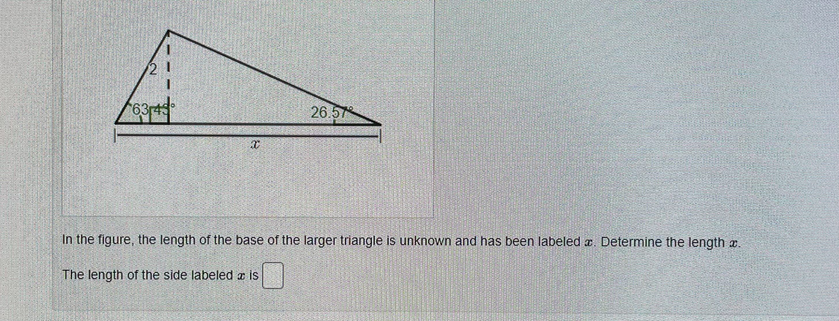 Solved In the figure, the length of the base of the larger | Chegg.com