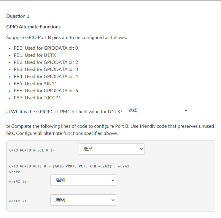 Solved Suppose GPIO Port B Pins Are To Be Configured As | Chegg.com