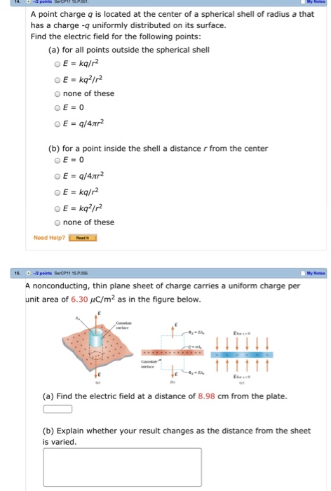 Solved A point charge q is located at the center of a | Chegg.com