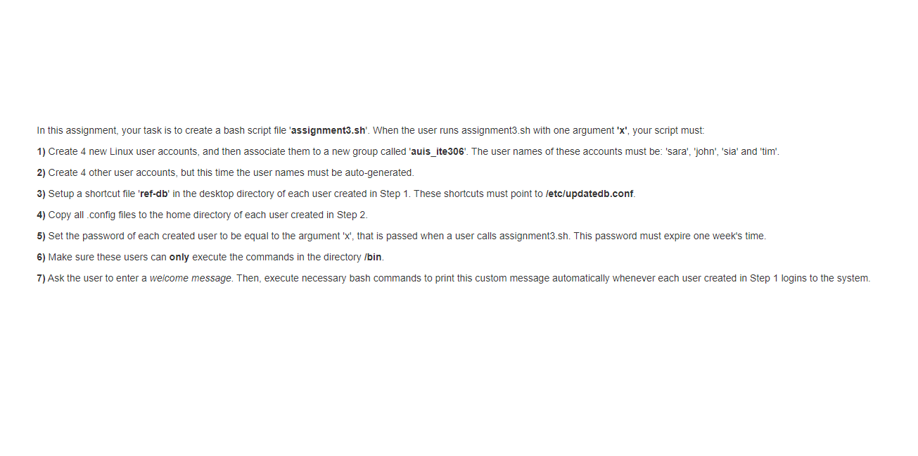 Solved In this assignment, your task is to create a bash | Chegg.com