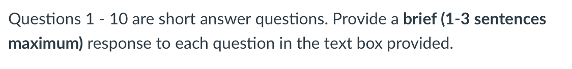 Solved Questions 1 10 are short answer questions Provide Chegg com