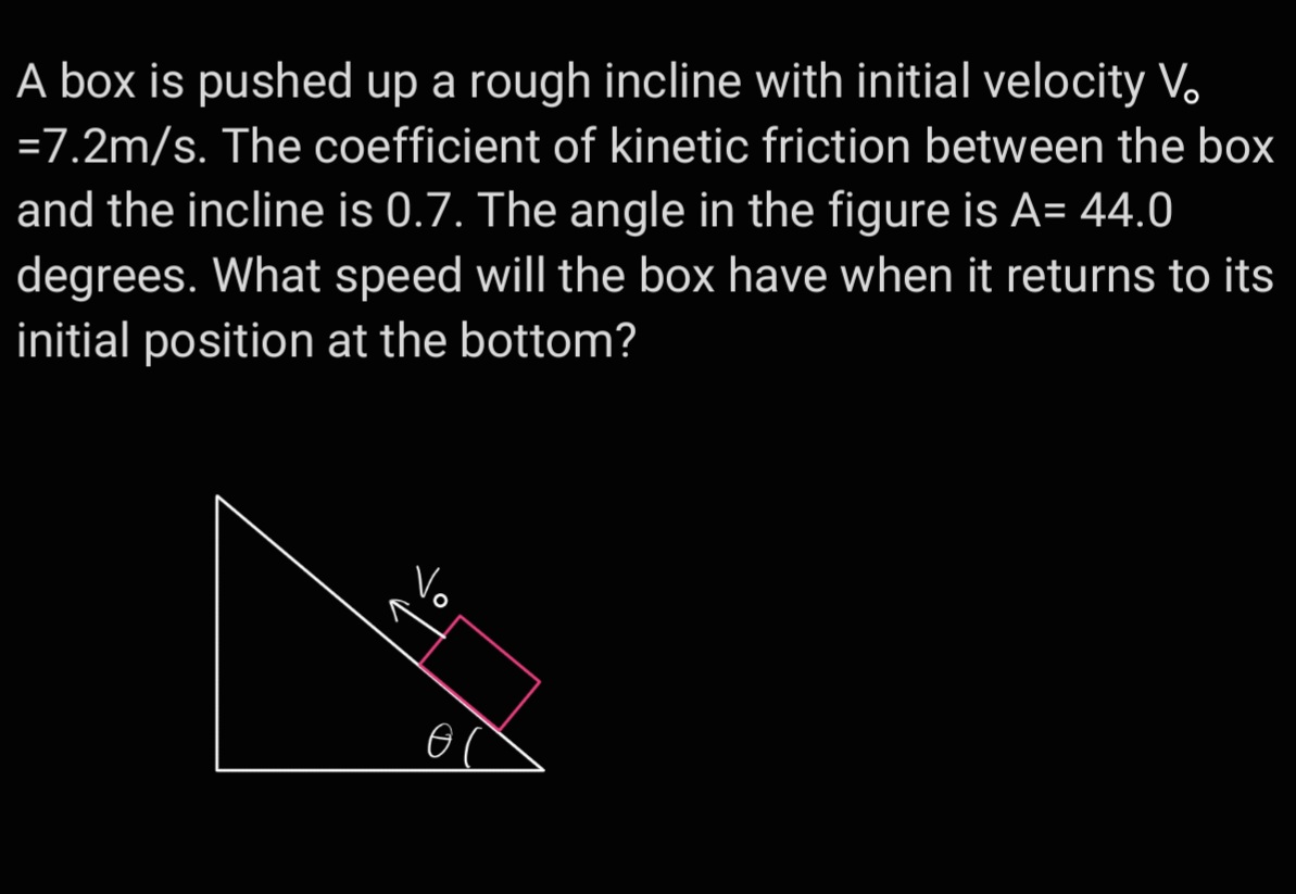 Solved A box is pushed up a rough incline with initial