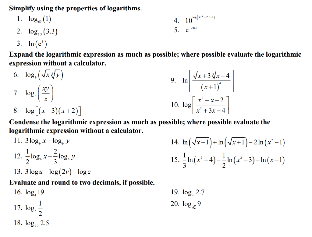 Solved Simplify Using The Properties Of Logarithms. 1. | Chegg.com