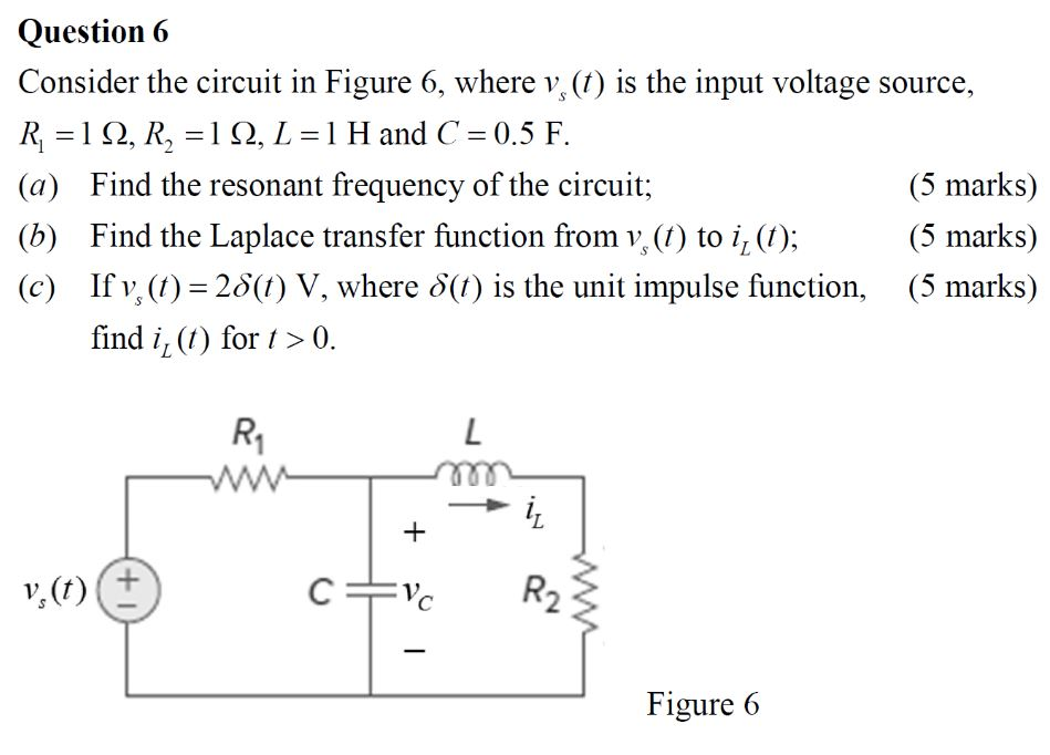 Solved Question 6 Consider the circuit in Figure 6, where v | Chegg.com
