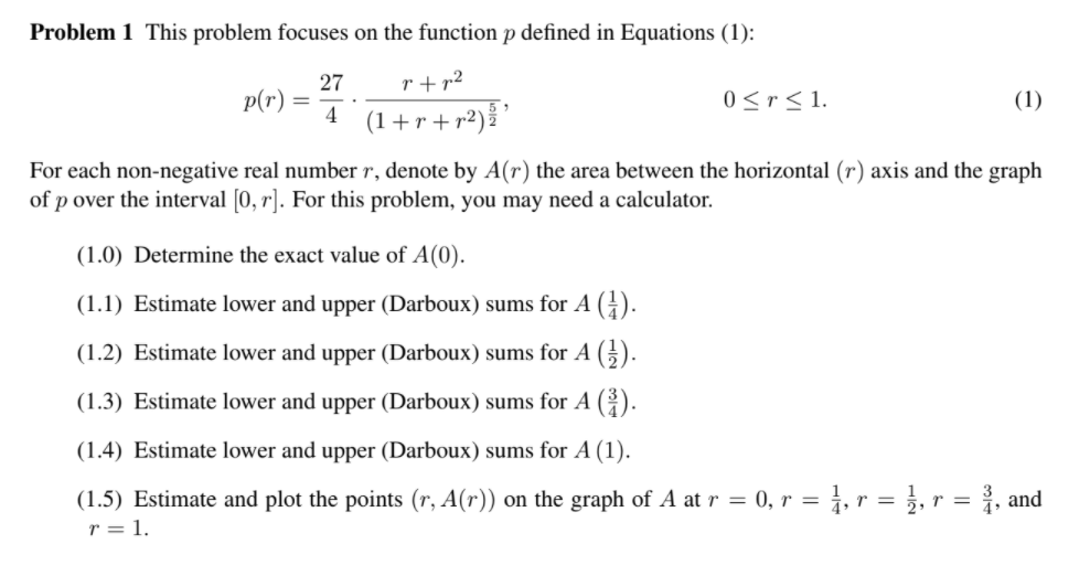Solved Problem 1 This problem focuses on the function p | Chegg.com