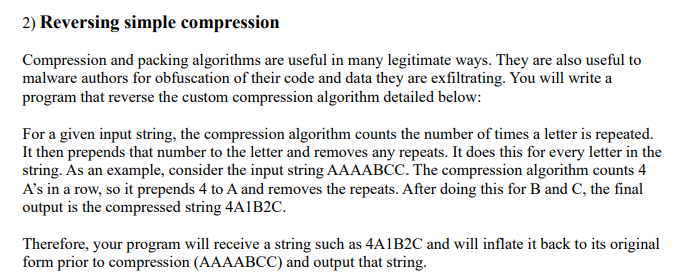 Solved 2) Reversing simple compression Compression and | Chegg.com