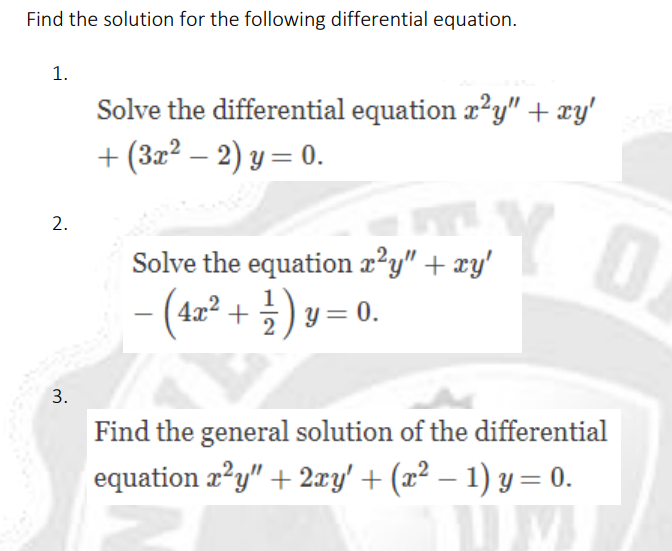 Solved Find The Solution For The Following Differential | Chegg.com