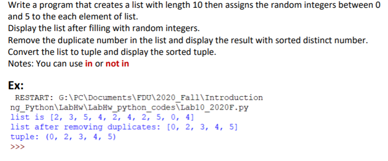 Solved Write a program that creates a list with length 10 | Chegg.com