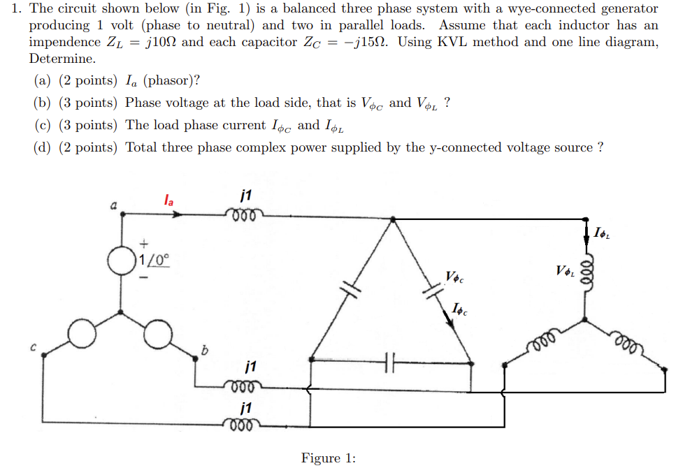 Solved 1. The circuit shown below (in Fig. 1) is a balanced | Chegg.com