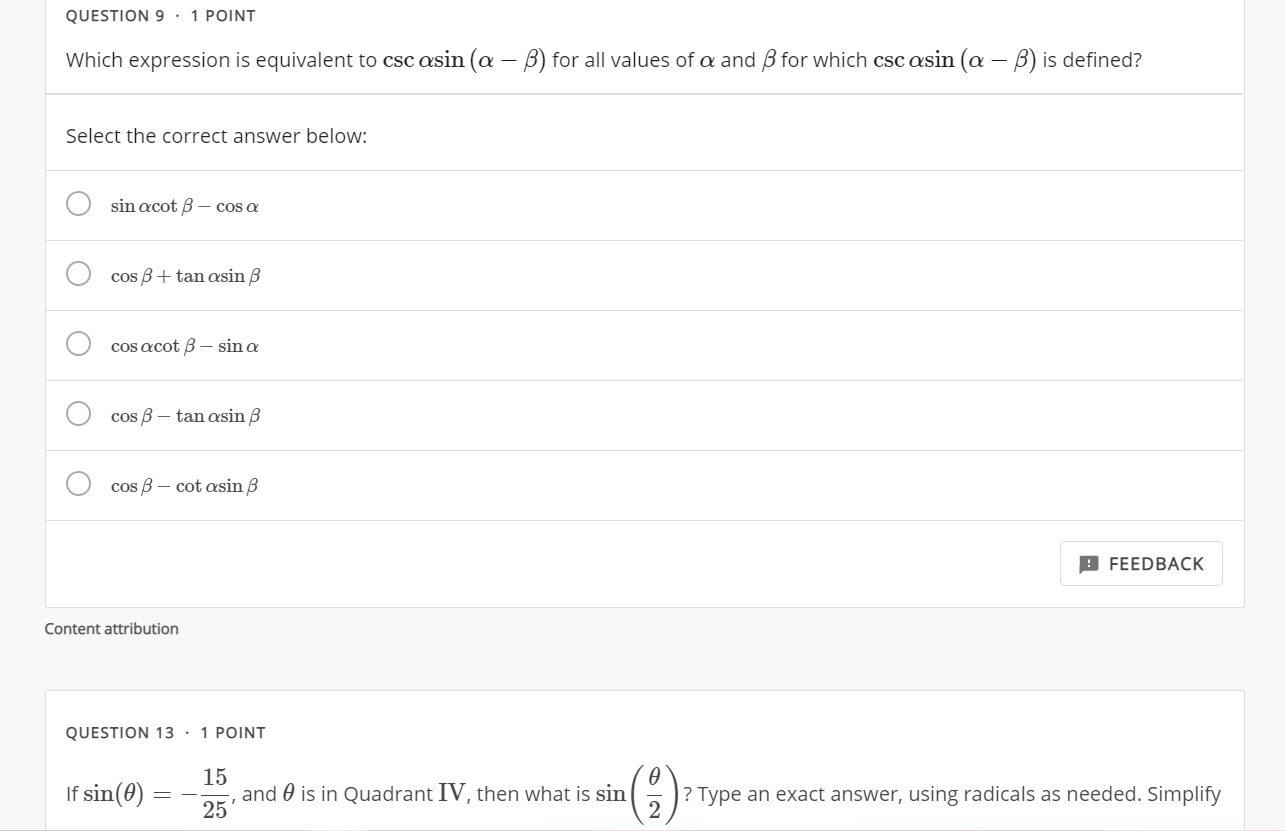 Solved QUESTION 9.1 POINT Which expression is equivalent to | Chegg.com