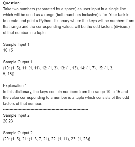 Solved Question: Take two numbers (separated by a space) as | Chegg.com