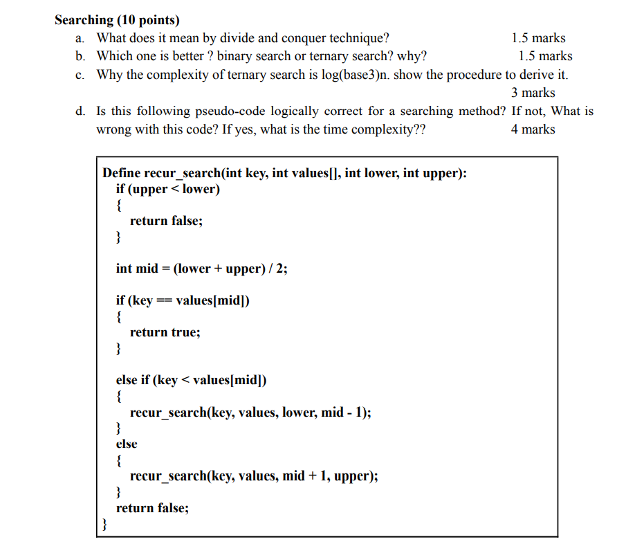 Solved B. Let, The Time Complexity Of Each Of The Following | Chegg.com