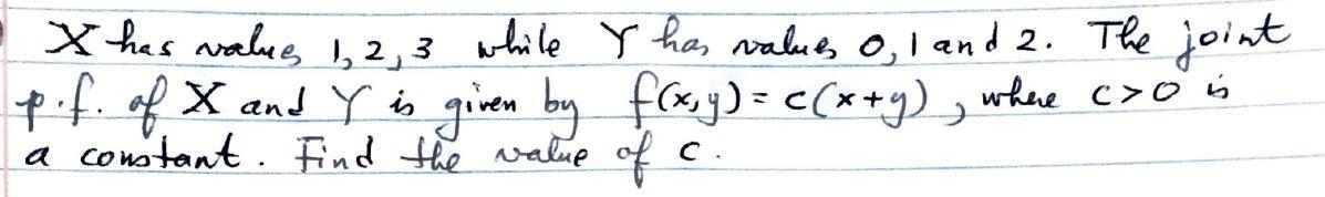 Solved X has values 1, 2, 3 while Y has values 0, 1 and 2. | Chegg.com