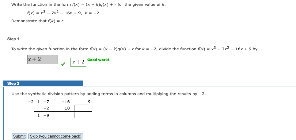 Solved Write The Function In The Form F X X−k Q X R For