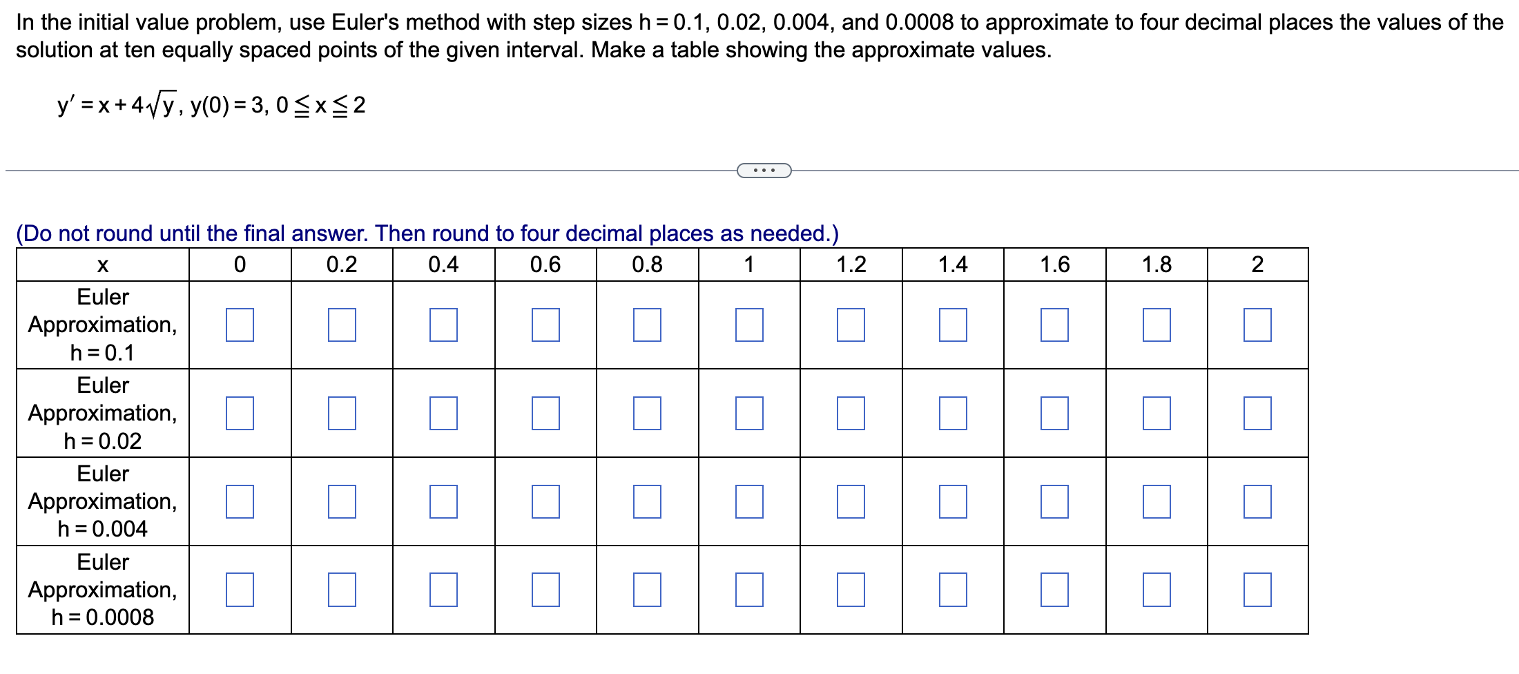 Solved In the initial value problem, use Euler's method with | Chegg.com