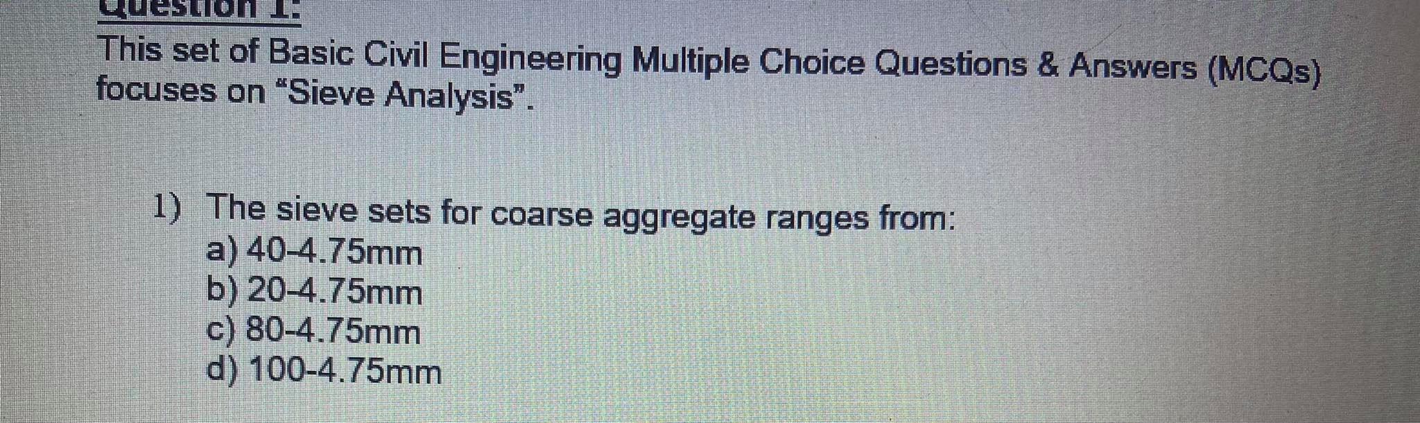 Solved This set of Basic Civil Engineering Multiple Choice | Chegg.com