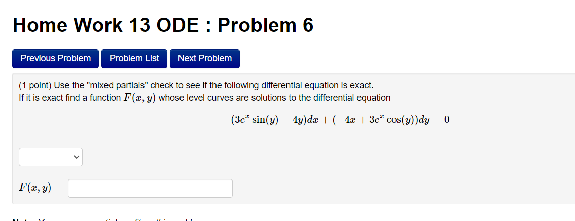 Solved Home Work 13 ODE : Problem 4 Previous Problem Problem | Chegg.com