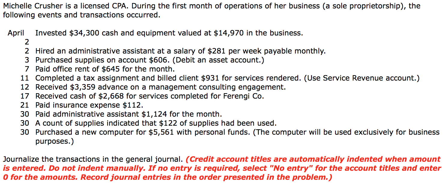 Solved Michelle Crusher is a licensed CPA. During the first | Chegg.com