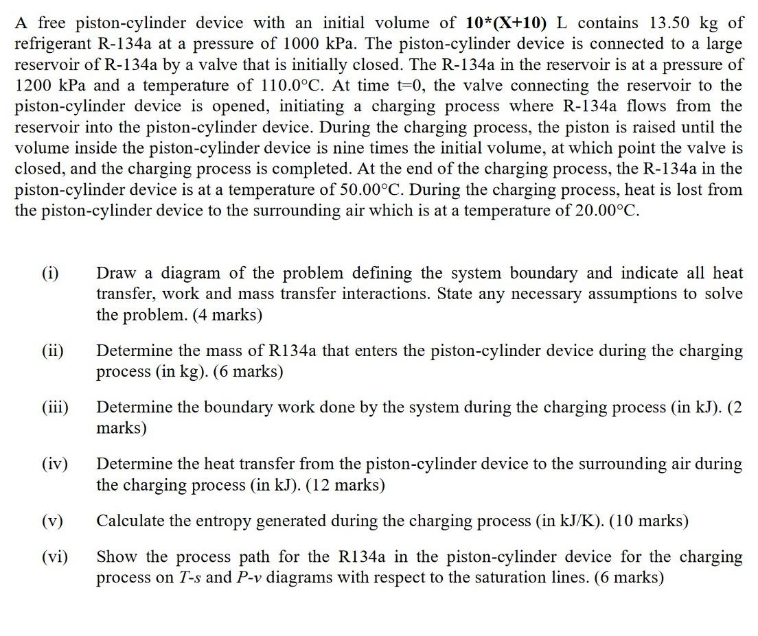 Solved A free pistoncylinder device with an initial volume