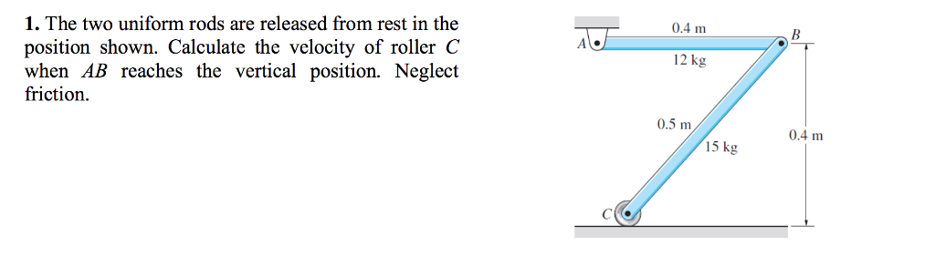 Solved 0.4 m 1. The two uniform rods are released from rest | Chegg.com